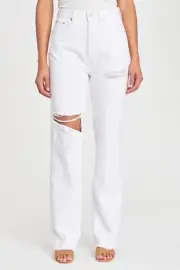 Pistola Cassie Super High Rise Straight in Snowfall Distressed Size 27 NWT