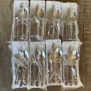 Crate and Barrel CABIN flatware set By Cambridge Wooden Handles 8 Place Settings