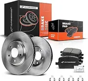 A-Premium 11.65 inch (296mm) Front Vented Disc Brake Rotors + Ceramic Pads kit Compatible with Select Chevy, Pontiac and Saturn Models - Malibu 04-12, Cobalt 2008, G5 07-09, G6 06-10, Aura 07-09
