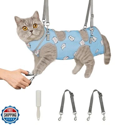 Supet Cat Grooming Hammock, Self-Adherent Cat Wrap for Cutting Nails, Anti-Es