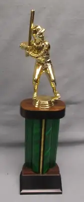 male baseball green column trophy weighted base award