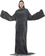 Wearable Blanket with Sleeves Arms, Extra Large Blanket for Women Men,super Soft Warm Comfy Large Fleece Plush Sleeved Tv Throws Wrap Robe Blanket for Adult Women and Men