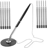HONMEET Metallic Ball Chain Rotating Desk Pen Multi-function Writing Stand for Office Hotel Bank