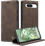 [Cracedily] Mobile Phone Case for Google Pixel 8A Case, Flip Case Premium Leather Flip Case Magnetic Card Slot Stand Function Flip Case Protective Cover for Google 8A Mobile Phone Case, Coffee