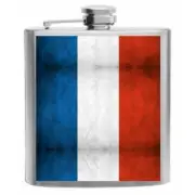 France Flag Stainless Steel Hip Flask 6oz