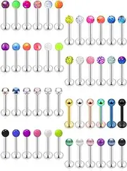 [Vsnnsns] 48pcs 16G Lip Rings Stainless Steel Labret Monroe Lip Rings Nail Cartilage Tragus Helix Earrings Studs Ring Medusa Piercing Jewelry for Women Men 6mm 8mm 10mm