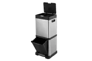 40L Rubbish Bin Dual Compartment Pedal Garbage Can Recycling Trash Waste Stainless Steel Trashcan Soft Closing Lid Kitchen