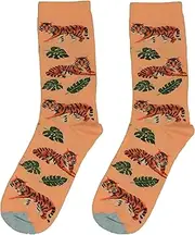 [Hot Sox] Kid's Tiger Crew Socks 1 Pair, Blush, Large/X-Large, Blush, Large-X-Large