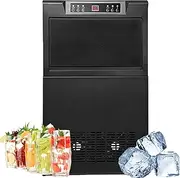Ice Maker Machine for Countertop,220v-310w 120kg/Day,Produces 72 Ice Cubes in 14 Minutes,3 Ice Cubes of Different Thickness,Hotel,Supermarket,Family,Party Event,Black