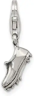 [JewelryWeb] 925 Sterling Silver Polished Artisan Oxidized Fancy Lobster Closure Reflections Sports Shoe Click on Bead Charm Pendant Necklace 21.82x6.36mm Wide