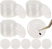 100Pcs False Lash Glue Holder, Lash Trays for Lash Extensions, Disposable Plastic False Eyelashes Glue Holder, Eyelashes Glue Holder Eyelash Extension Glue Holder Pallet Pads(Transparent)