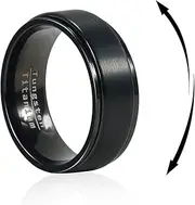 [TGNEL] 6/8mm Titanium Tungsten Spinner Wedding Mens Rings Half Size, Nickel Free Fidget Anxiety Ring for Men Women, Basic Plain Brushed/Brick/Cross/Hammered Engagement Promise Ring for Him Comfort fit 4-16