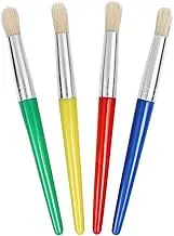 JCF Kids Paint Brushes,4 PCS Painting Brushes Set Flat Tip with Plastic Handle and Hog Bristles Painting Brushes,Multi Color Paint Brushes for Kids Beginners Art Supplies