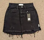 New One Teaspoon sz 25 Black Oak 2020 Skirt Mini Denim Jean yfb2