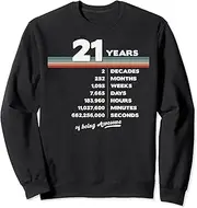 [X.Style] 21st Birthday Vintage 21 Years Old Retro 252 Months Weeks Sweatshirt ds785 Sweater (3XL) Black