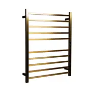Hotwire 130W 900 x 700mm Gold 10 Bar Flat Square Heated Towel Rail with Timer