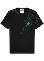 Moschino Paint-splatter Logo-print Cotton T-shirt - Black 52 (IT52 / XL)