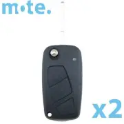 2 x To Suit Fiat 3 Button Flip Key Remote Case/Shell Punto Bravo Stilo Black
