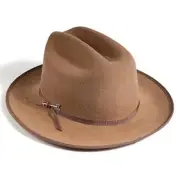 Open Road Hat Fedora Hat Pure Wool Felt Hat Vintage Rancher Hat 7 1/8 Camel