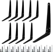 10 Pcs Shelf Brackets 8 X 6 Inch Black Shelving Brackets Heavy Duty L Bracket Su