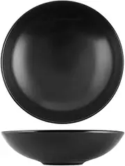 H&H 14037 Denver Set of 6 Soup Plates, Stoneware, Black, 20 cm