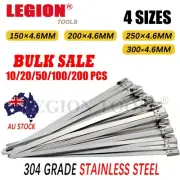 Stainless Steel Cable Ties SS304 Marine Grade Zip Strap Locking Wrap 150-300mm