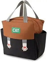 Insulated Lunch Bag with Foil Layer - Double Side Pockets, Thermal Lunch Box Carrier for Kids & Adults - Leak Proof & Lightweight for School, Work, Picnic - Cute Cartoon Design（Kitten）