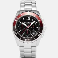 在飛比找蝦皮購物優惠-COACH經典黑紅銀色三眼錶C5378 44MM
