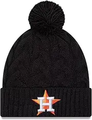 New Era Women Houston Astros Cabled Knit Cuffed Beanie Hat Black, Black, One Size