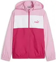 [PUMA] Kids Girls Essentials Color-Blocked Windbreaker Athletic Outerwear Casual Full Zip Hood - Pink