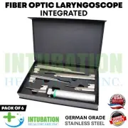 Fiber Optic Integrated Laryngoscope Set of 6 Intubation Blades & Handle EMT Tool