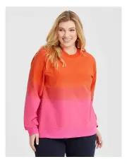 [Taking Shape] Cotton Ombre Print Sweatshirt in Hot Pink/Orange