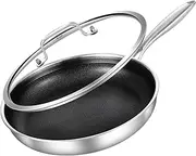 [Inqibee] 12-Inch Hybrid Tri-Ply Stainless Steel Sauté Pan,Non-stick Frying Pan with Lid,Skillet,Induction Chef's Pan,Heavy Duty and Oven Safe,Detachable Handle.