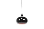 Kirby Inverted Bowl Metal Cord Drop Pendant Light Lamp - Black & Luminous Red Inside.
