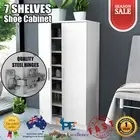 2 Door Shoe Cabinet Cupboard Chest Modern Storage Rack 7 Shelves Organiser White