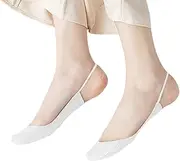 [Laiiqi] 5 Pairs Sling Liner Socks, Women'S Ultra Low Cut No Show Half Liner Socks With Slingback, Non Slip Hidden Invisible Socks for Heels, Toe Topper Liner Half Socks for women,White