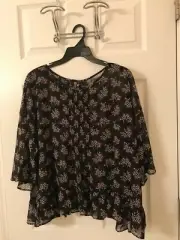 Boho black multi floral chiffon top by Anna Sui BNWT
