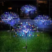 4PCS 120LED Solar Firework Lamp Garden Path Lights Starburst Stake Outdoor Decor