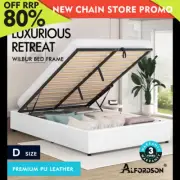 ALFORDSON Bed Frame Double Size Gas Lift Storage Mattress Base White WILBUR
