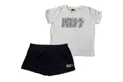 KISS - Logo Infill Ladies Medium Summer Pyjamas - Black/White