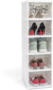 5-Tier Corner Shoe Rack Storage Organizer, Narrow Shelf 5-tier, White