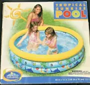 Intex Inflatable Kids Pool Tropical Sunrise 66 in x 16 in, Swimming Splash Pool