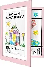 Americanflat 10x12.5 Kids Art Frame - Front Loading Picture Frame - Use as 8.5x11 Frame with Mat or 10x12.5 Frame Without Mat - My Mini Masterpiece - Holds 100 Artworks - Light Pink
