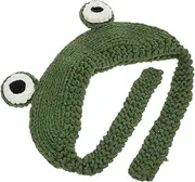 [JEWEDECO] Adorable Big Eyes Frog Head Hat Knitted Winter Beanie Cap Warm Cozy for Outdoor Activities