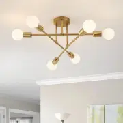 Semi Flush Mount Ceiling Light Fixture, 6 Lights Modern Sputnik Gold