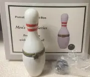 Porcelain Hinged Box Bowling Pin w Bowling Ball Trinket Midwest, PHB New in Box