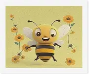 NHYDSPQ DIY Digital Painting,Happy Bee Print Paint by Numbers,adult Digital Oil Painting Sets,DIY Paint by Numbers for Beginners