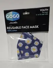 GoGo Reusable Face Mask by Shedrain Facemask Daisies Flowers YOUTH SIZE Washable