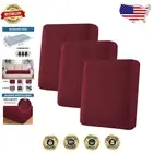 Elegant Checkered Sofa Cushion Covers - Machine Washable Burgundy Slipcover Set