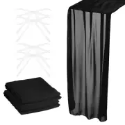2Pcs 10Ft Chiffon Table Runner 28 x 120 Inch Rustic Gauze Tablecloth BLack